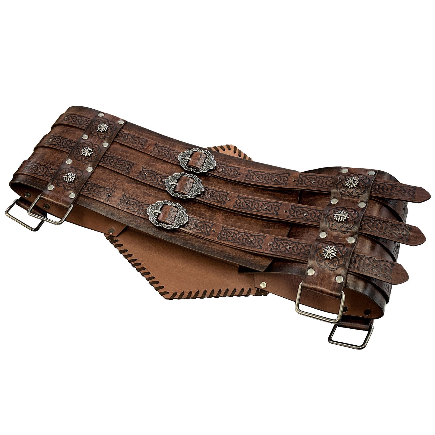 Nordic Medieval Viking Style Embossed Wide Belt - fjornval