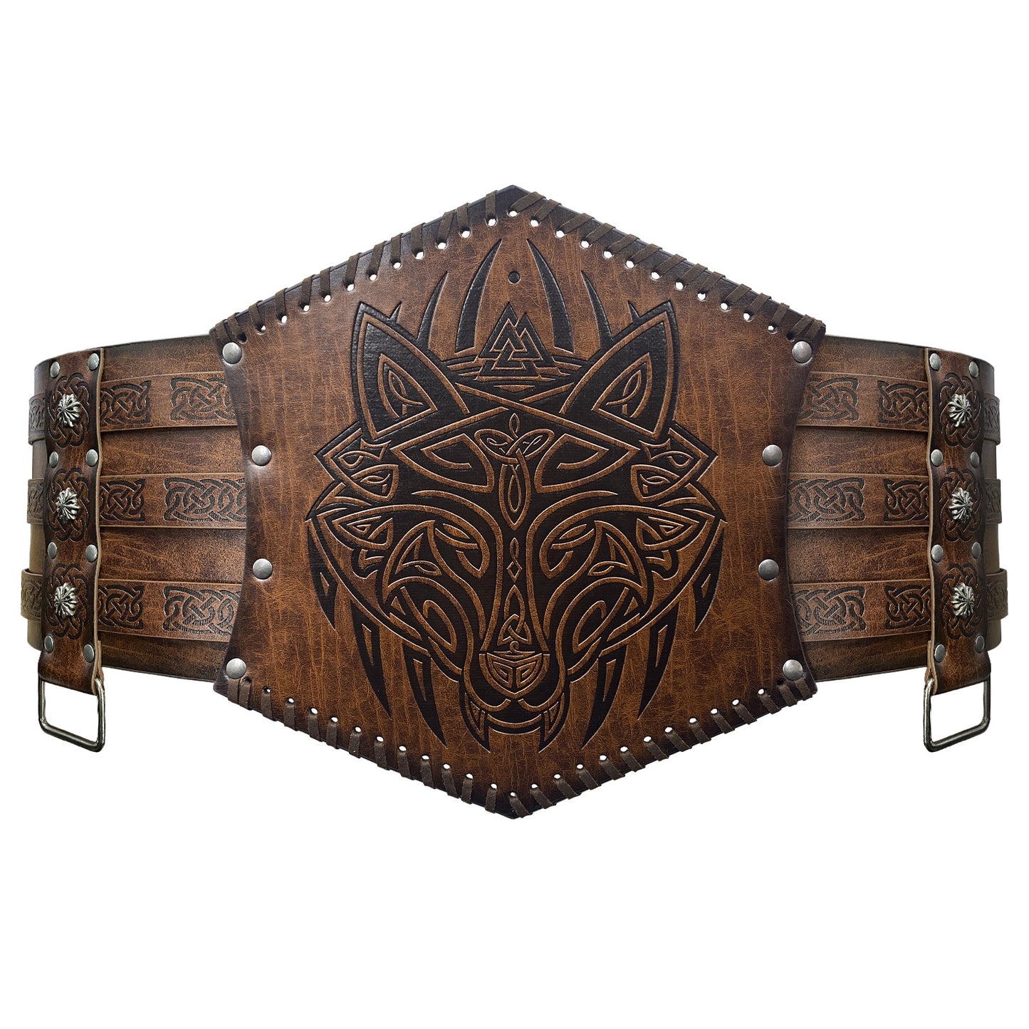 Nordic Medieval Viking Style Embossed Wide Belt - fjornval