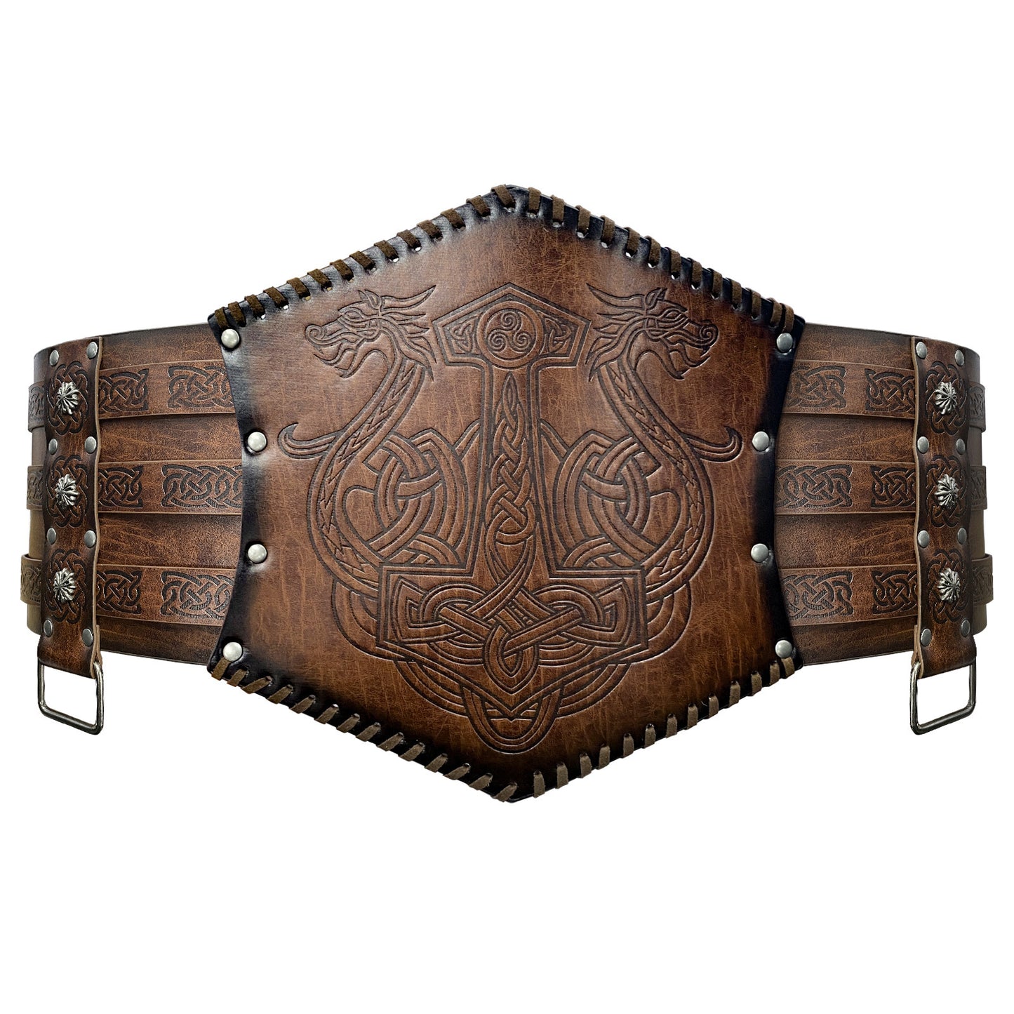Nordic Medieval Viking Style Embossed Wide Belt - fjornval