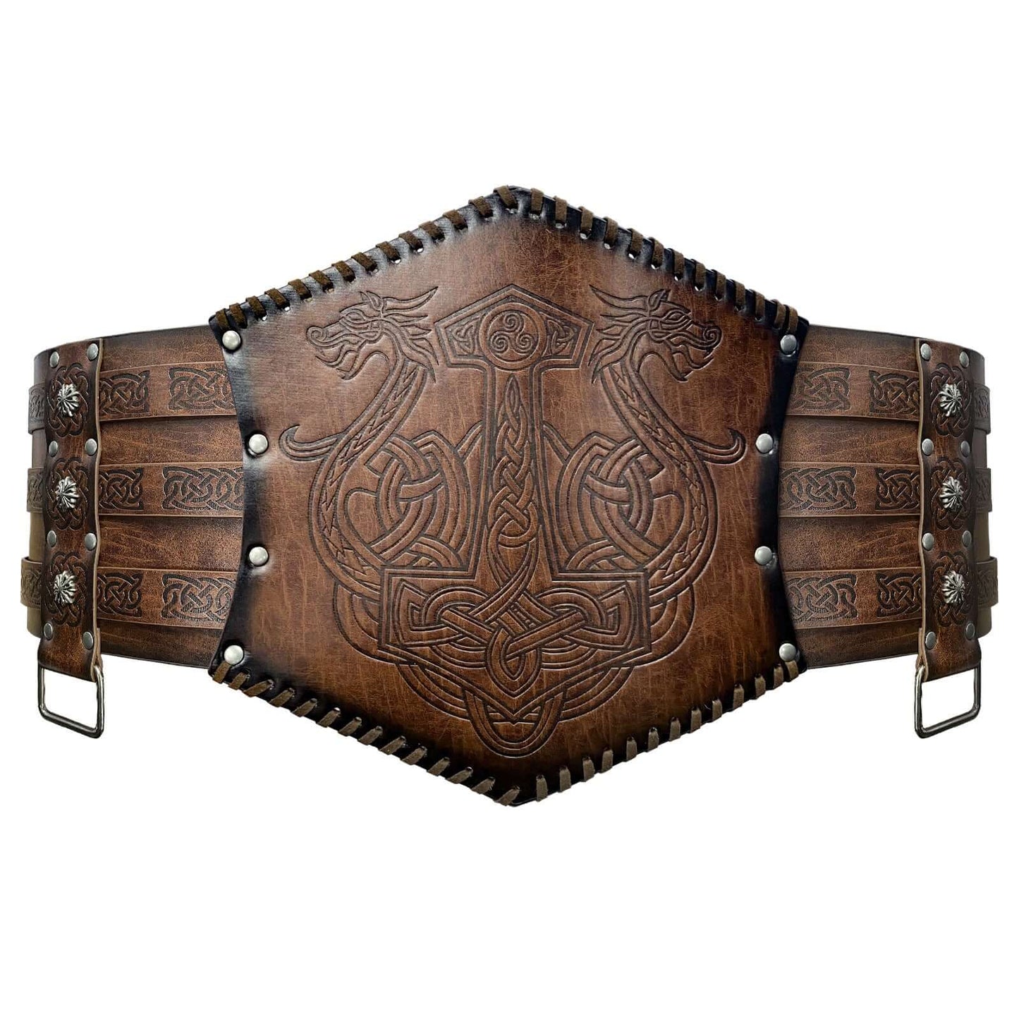Nordic Medieval Viking Style Embossed Wide Belt - fjornval