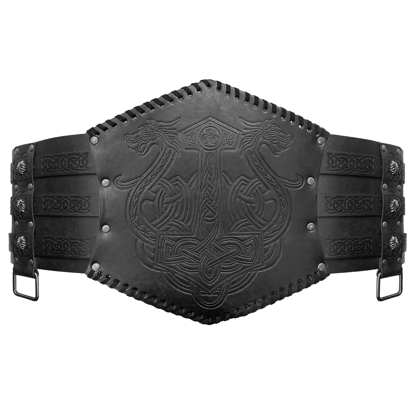 Nordic Medieval Viking Style Embossed Wide Belt - fjornval