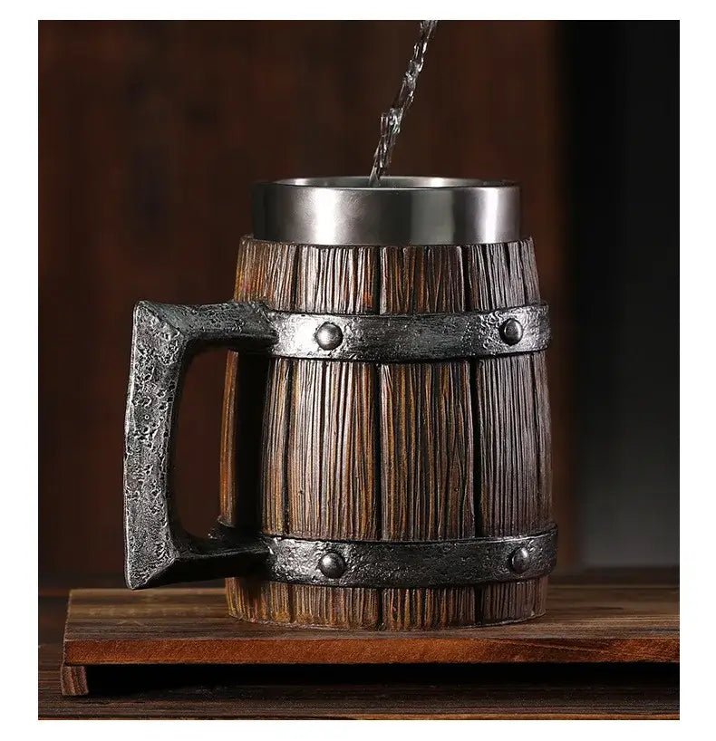 Wooden barrel style mug