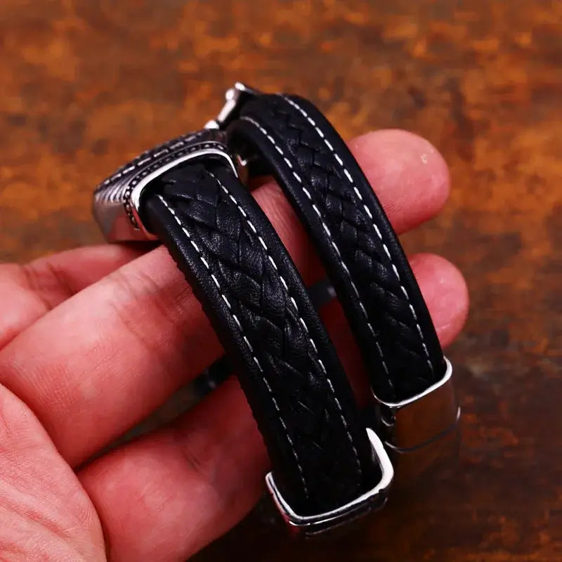 Viking Symbol Aegishjalmur - Helm of Awe - Leather Bracelet - fjornval