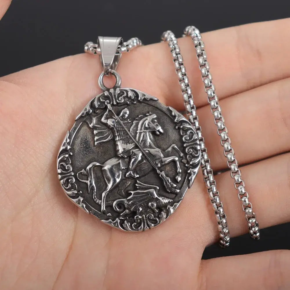 Knight riding a horse necklace