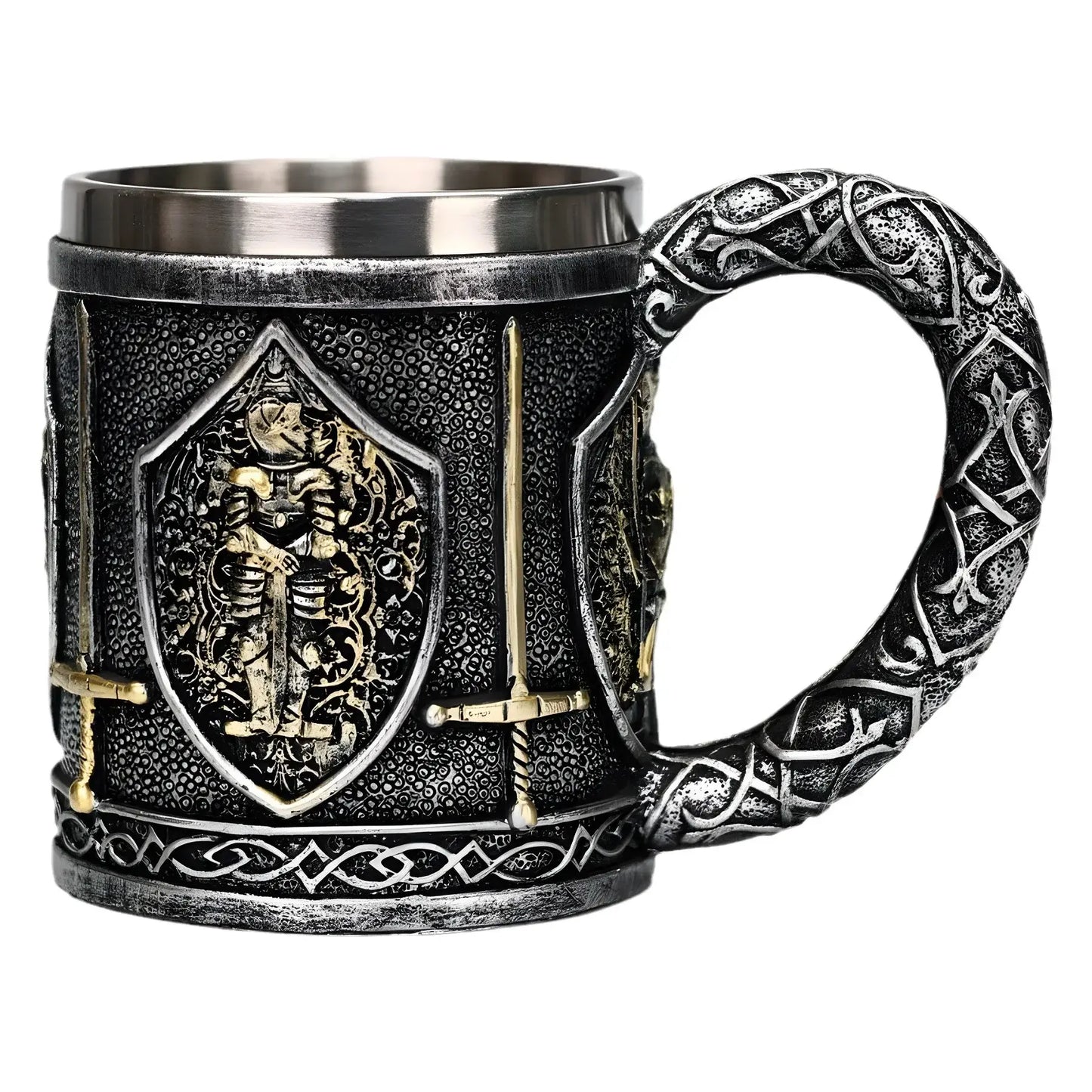 Medieval style mug, knigths & swords