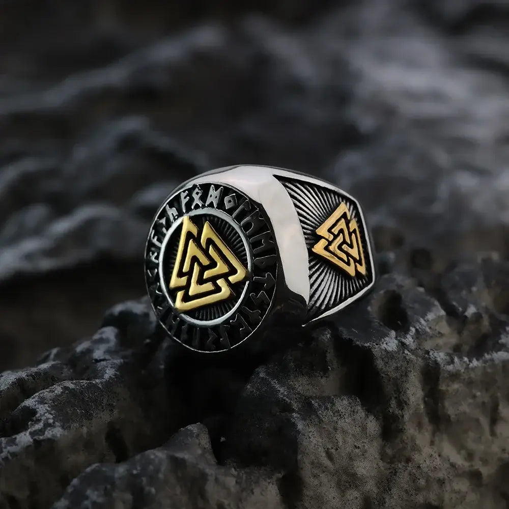 Valknut - Knot of the Slain silver-gold ring