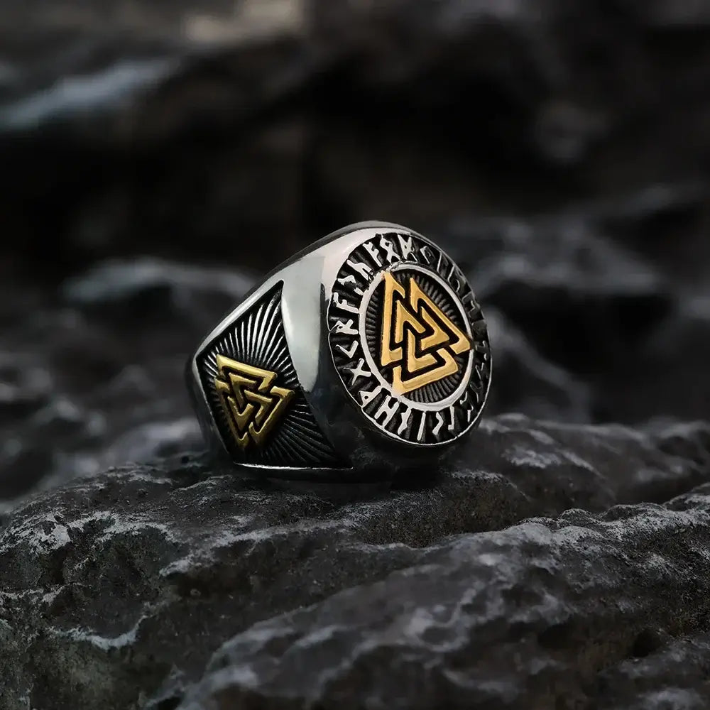Valknut - Knot of the Slain silver-gold ring