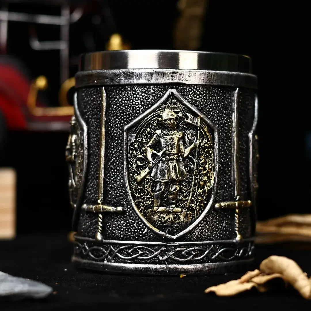 Medieval style mug, knigths & swords
