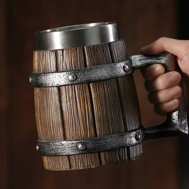 Wooden barrel style mug
