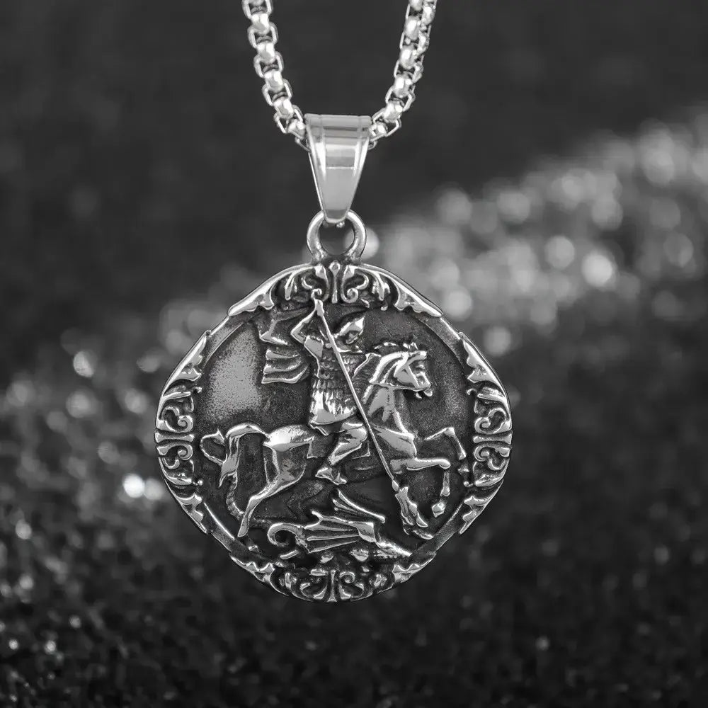 Knight riding a horse necklace
