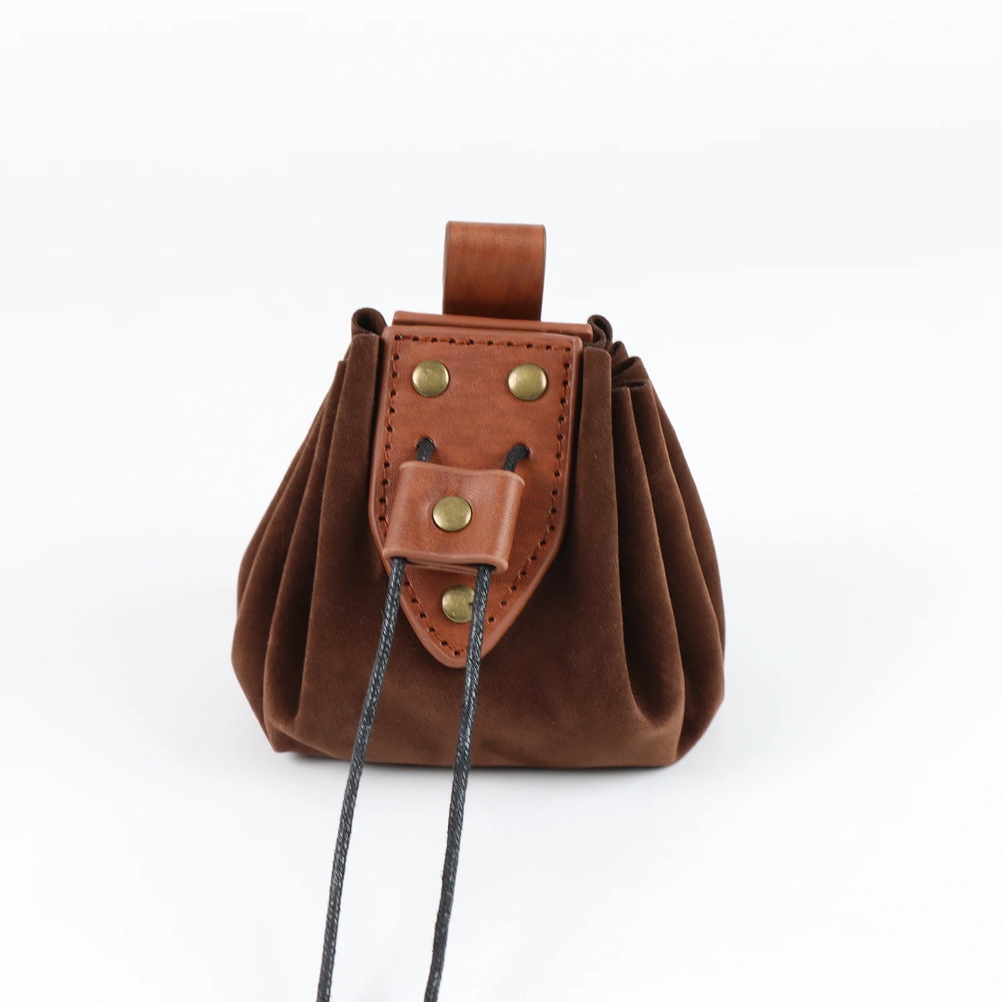 Leather Medieval Viking pocket bag with belt, coin purse - fjornval