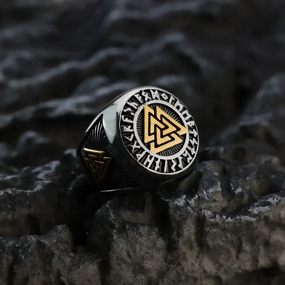 Valknut - Knot of the Slain silver-gold ring