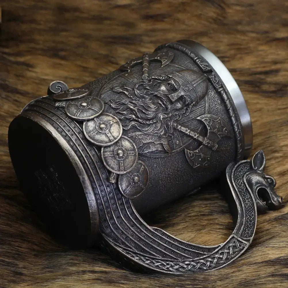 Medieval Nordic Vikings Mug with warrior figure - fjornval