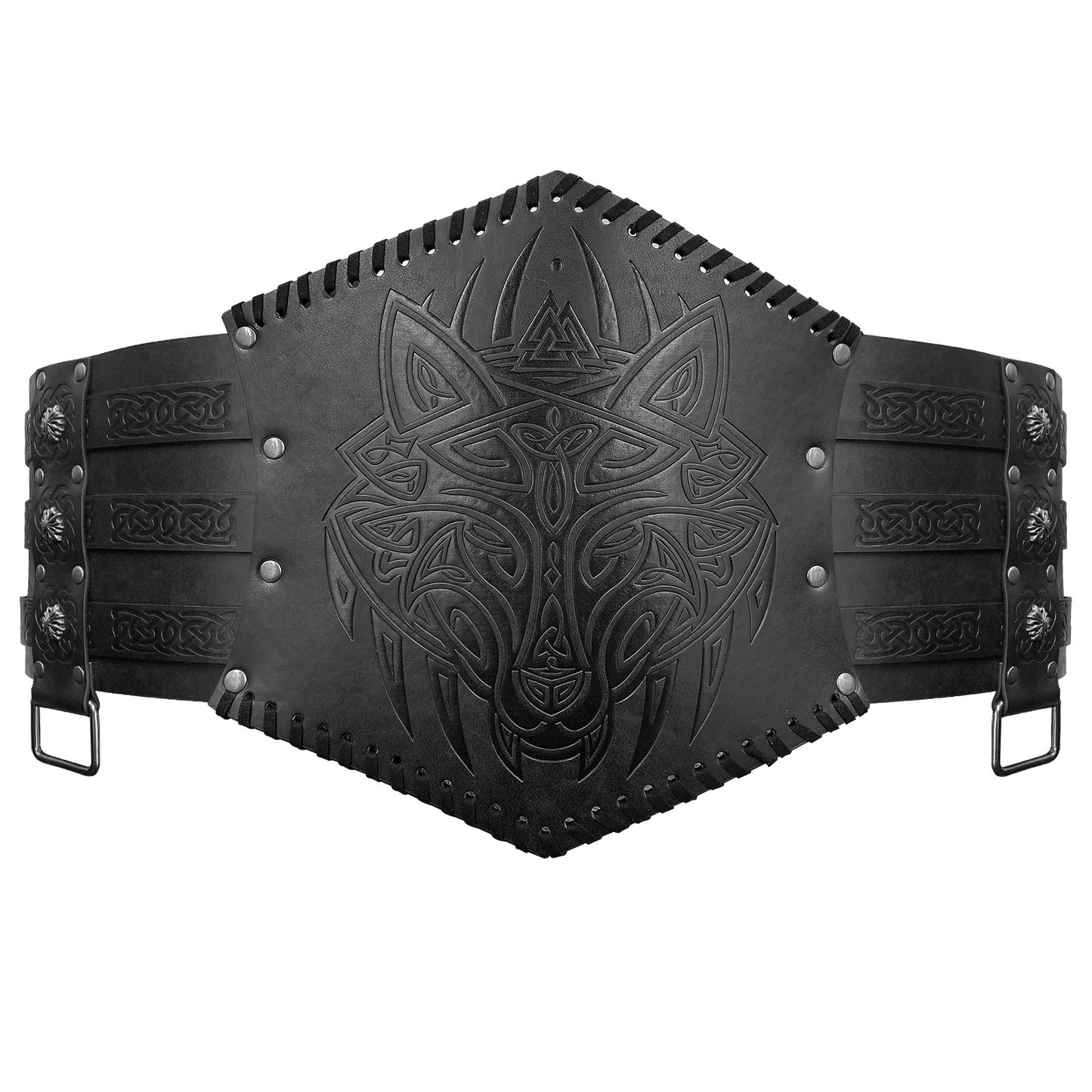 Nordic Medieval Viking Style Embossed Wide Belt - fjornval