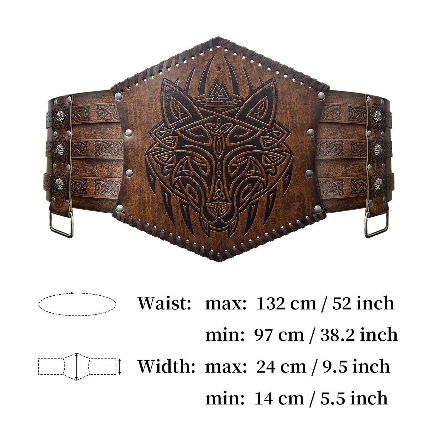 Nordic Medieval Viking Style Embossed Wide Belt - fjornval