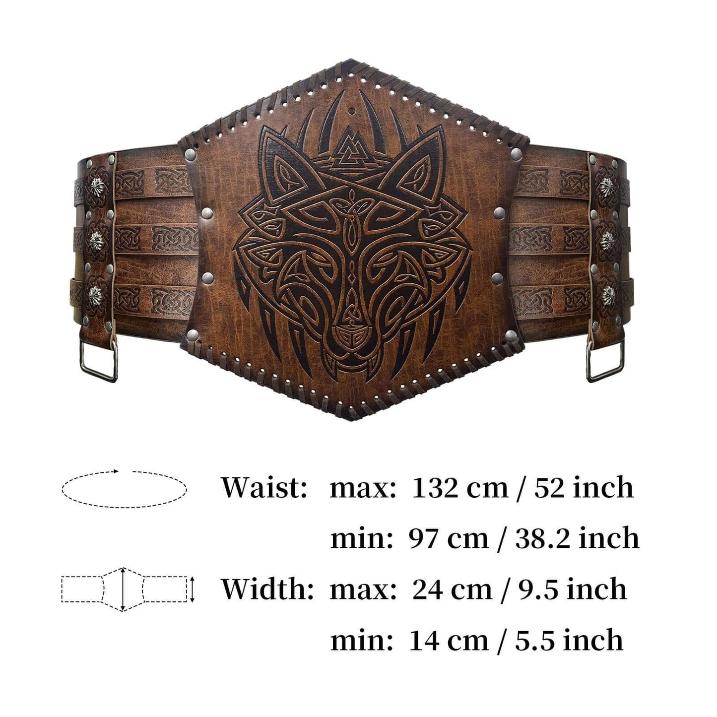 Nordic Medieval Viking Style Embossed Wide Belt - fjornval