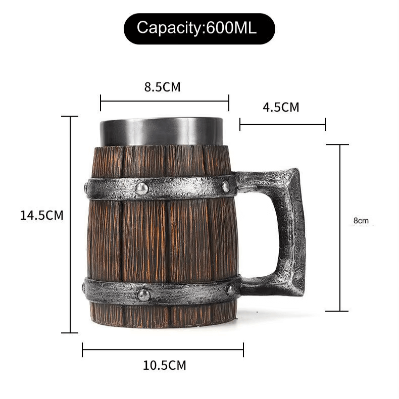 Wooden barrel style mug