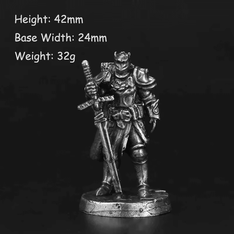 Fearless Knight - metal figure, a battle-hardened warrior miniature with detailed armor and poised sword.