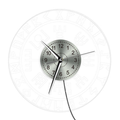 Viking Vegvisir symbol, rune transparent acrylic wall clock - fjornval