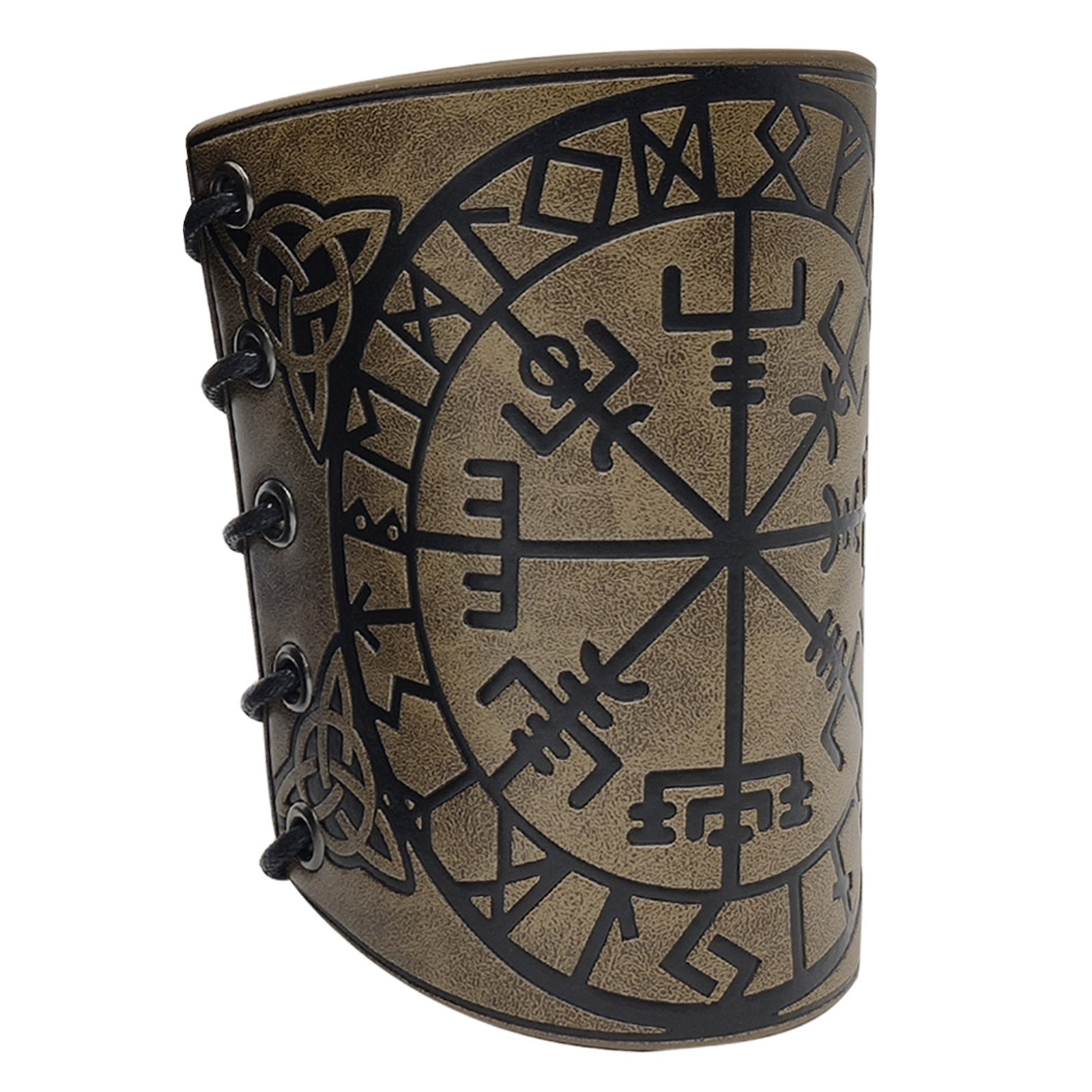 Nordic Viking embossed Vegvisir sumbol leather wristband armband - fjornval