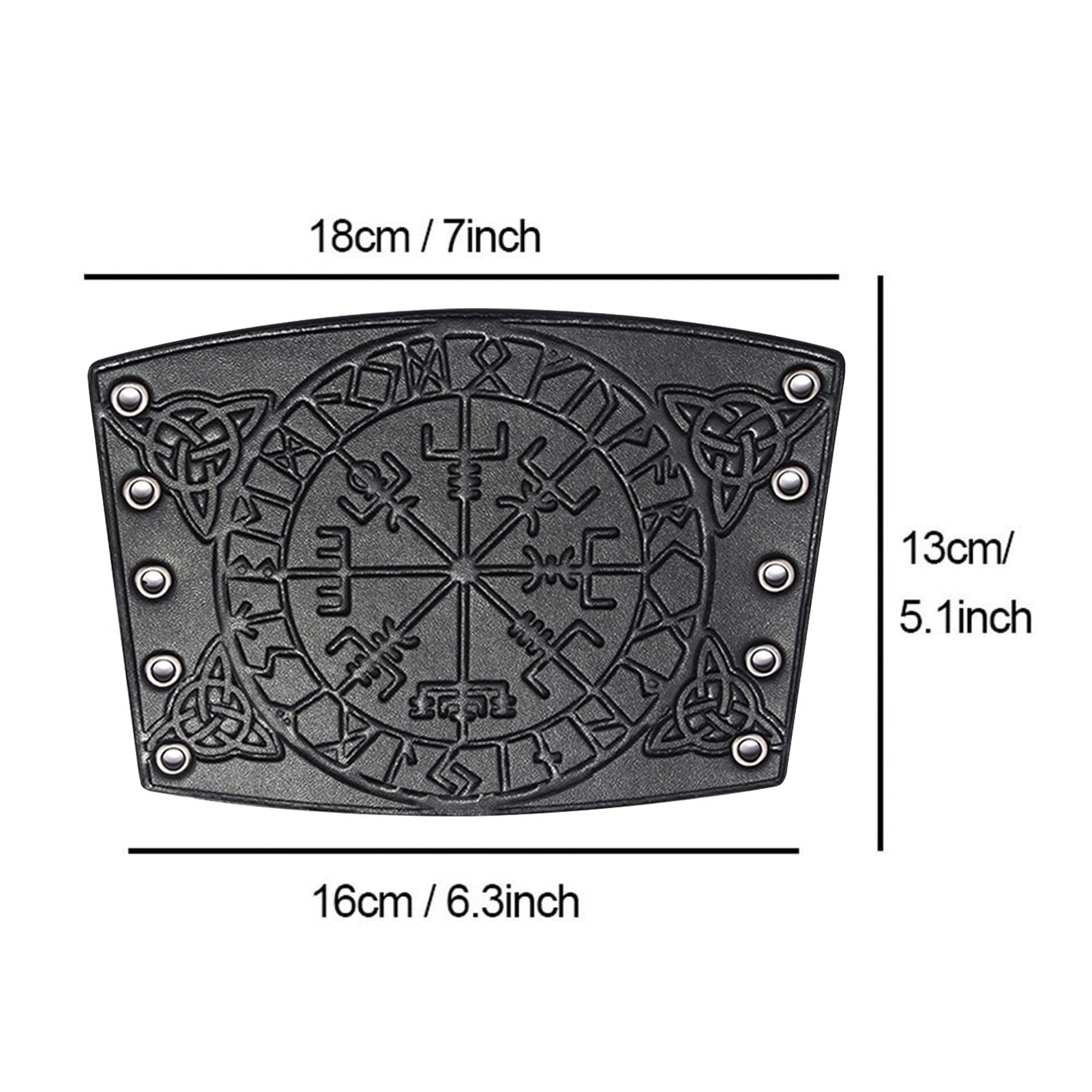 Nordic Viking embossed Vegvisir sumbol leather wristband armband - fjornval