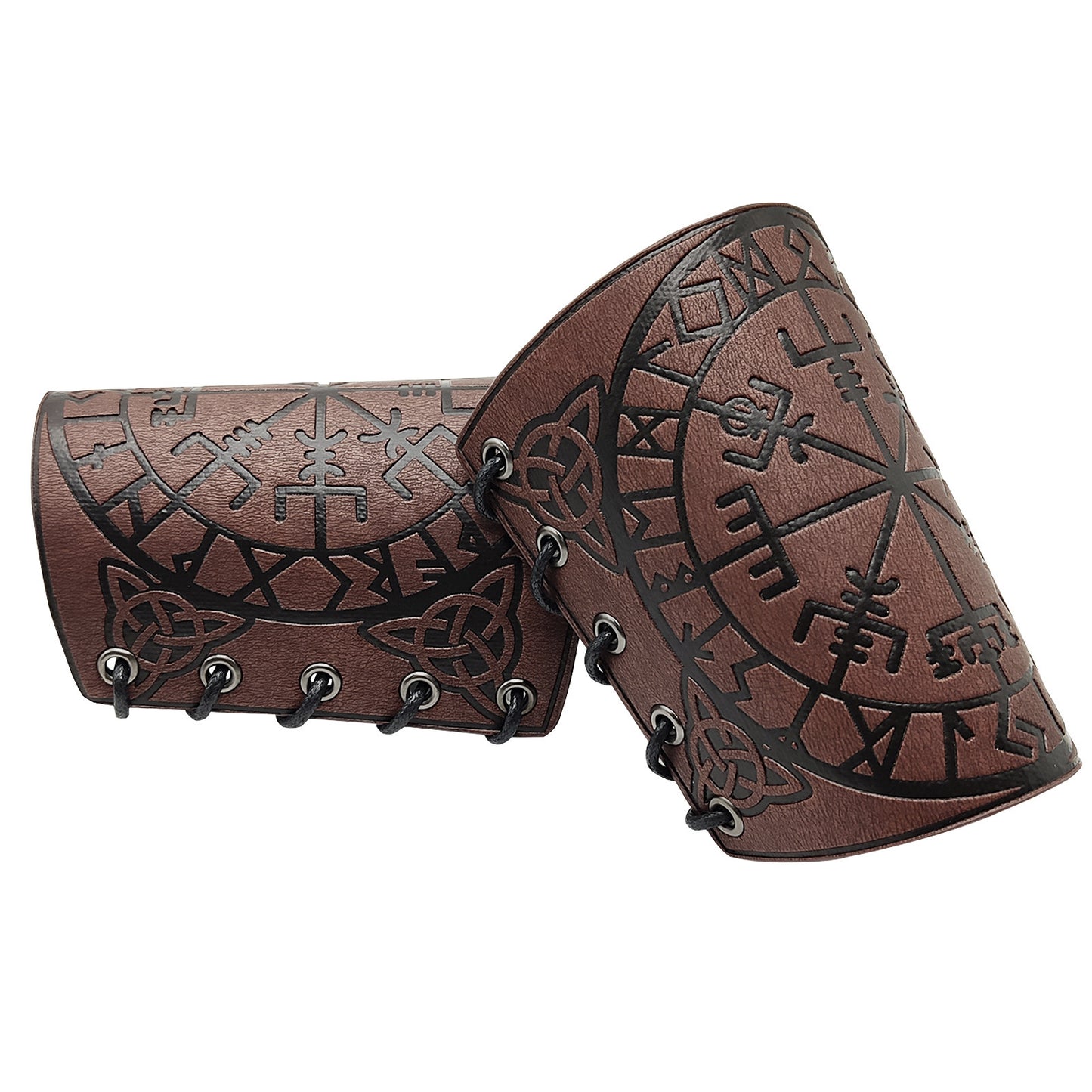 Nordic Viking embossed Vegvisir sumbol leather wristband armband - fjornval