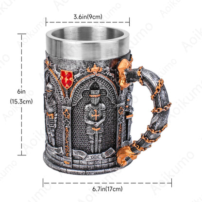 English Medieval armoured knights drink mug tankard - fjornval