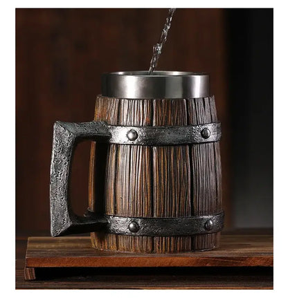 Wooden barrel style mug