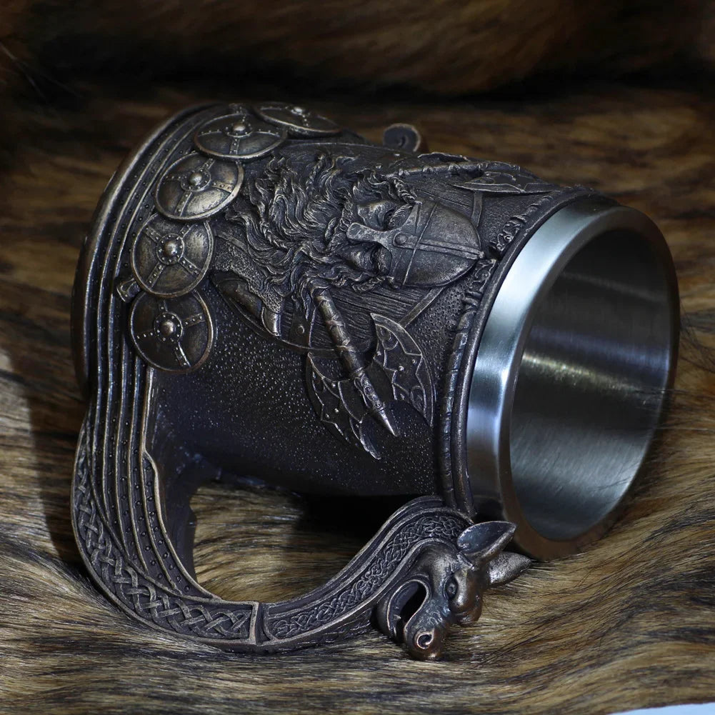 Medieval Nordic Vikings Mug with warrior figure - fjornval