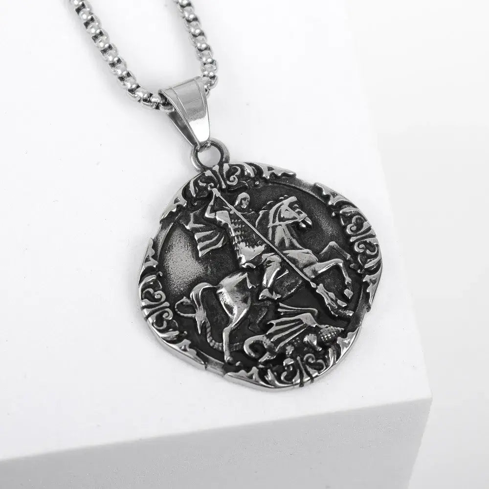 Knight riding a horse necklace