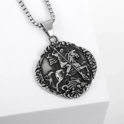 Knight riding a horse necklace