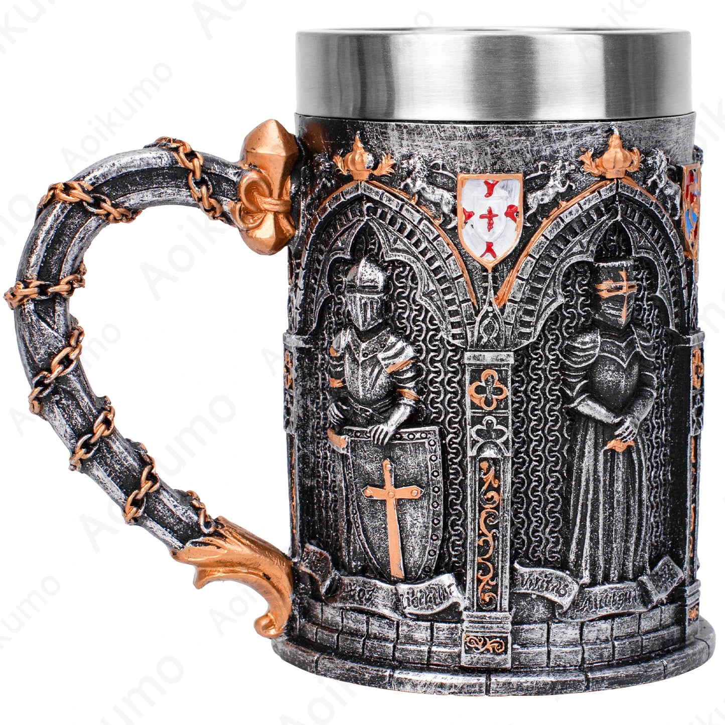 English Medieval armoured knights drink mug tankard - fjornval