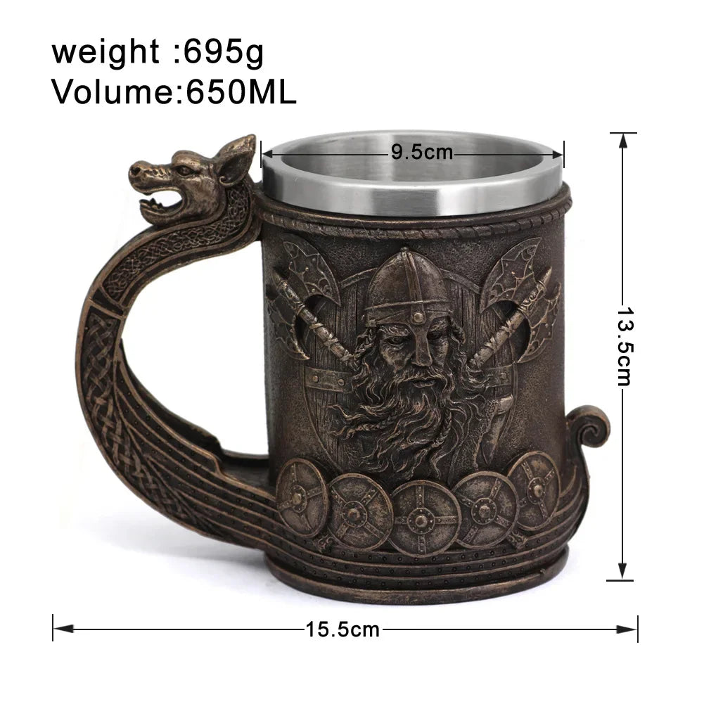 Medieval Nordic Vikings Mug with warrior figure - fjornval