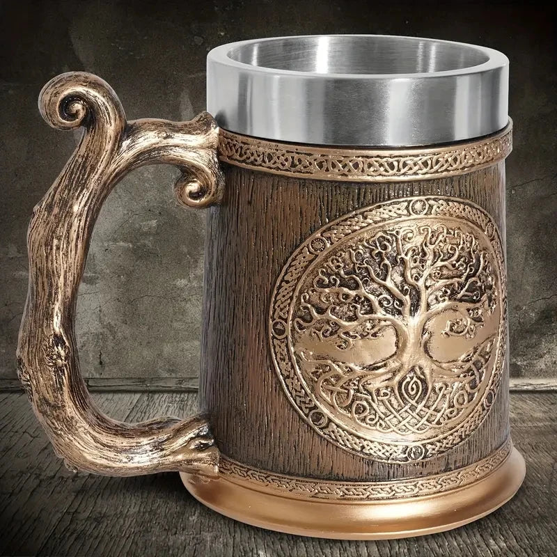 Tree of Life Mug Coffee Tea Beer Cup, Nordic symbols Yggdrasil - fjornval