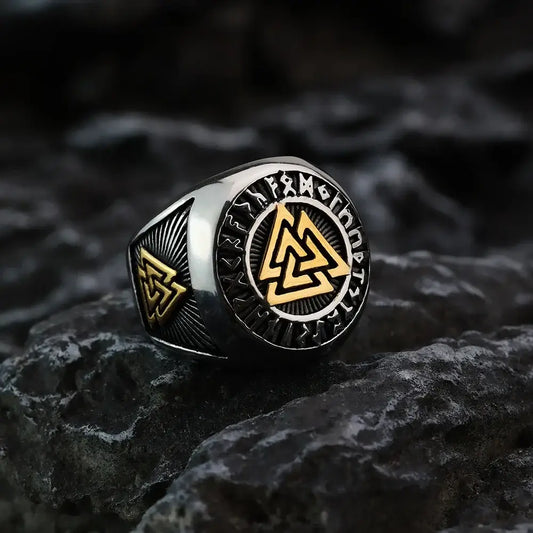 Valknut - Knot of the Slain silver-gold ring