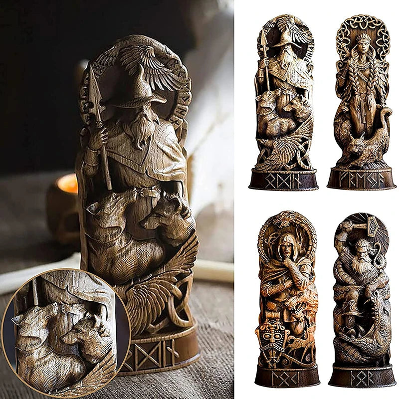 Viking Gods and Goddes sculptures figures statues - Freya, Odin, Thor, Loki - fjornval