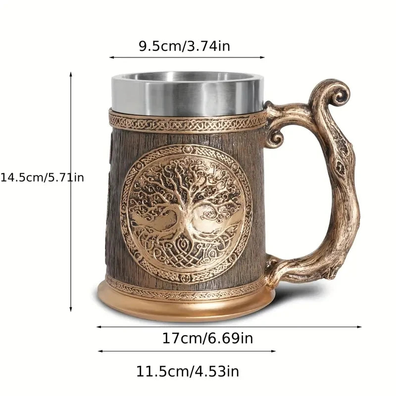 Tree of Life Mug Coffee Tea Beer Cup, Nordic symbols Yggdrasil - fjornval