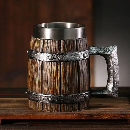 Wooden barrel style mug