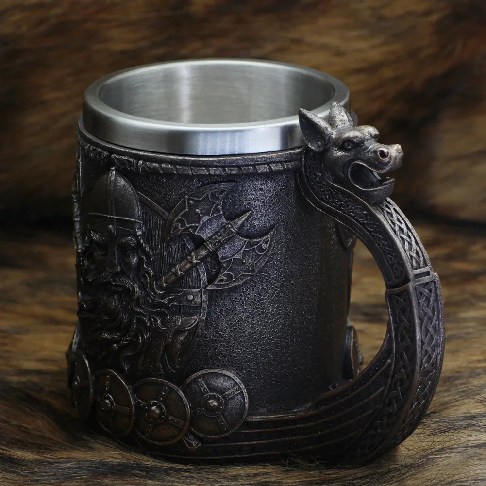 Medieval Nordic Vikings Mug with warrior figure - fjornval