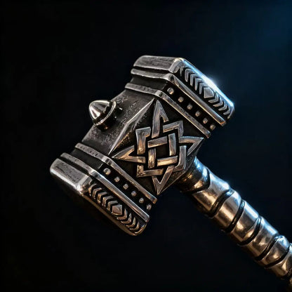 Thor's Hammer Mjölnir silver-toned necklace, 316L Stainless Steel