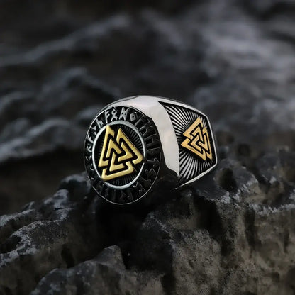 Valknut - Knot of the Slain silver-gold ring