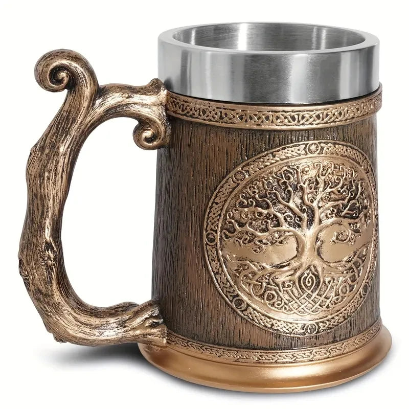 Tree of Life Mug Coffee Tea Beer Cup, Nordic symbols Yggdrasil - fjornval