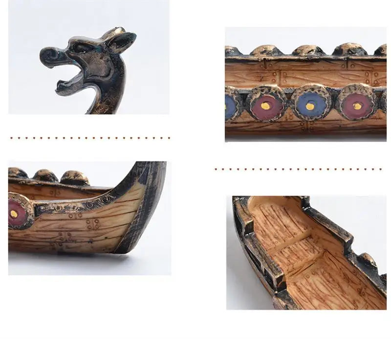 Dragon Vikings boat ship, incense stick burner - fjornval