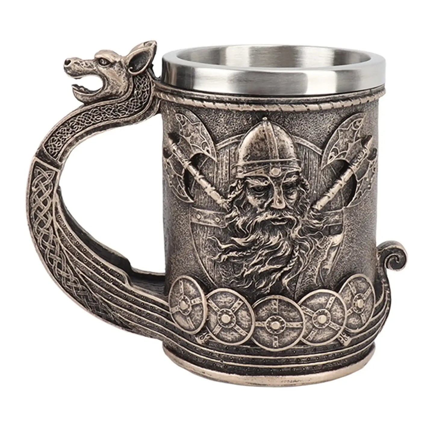 Viking warrior mug, drakkar ship style, brown