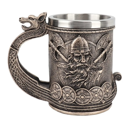 Viking warrior mug, drakkar ship style, brown