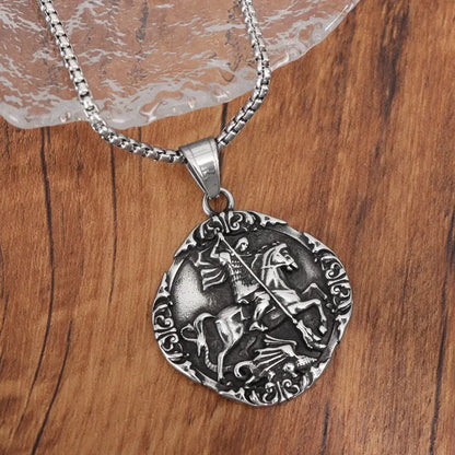 Knight riding a horse necklace