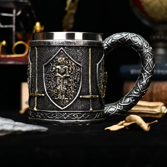 Medieval style mug, knigths & swords