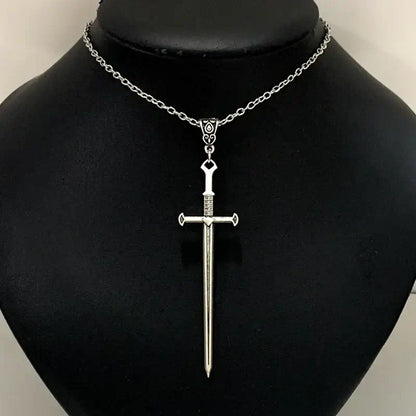 Medieval silver sword necklace, pendant
