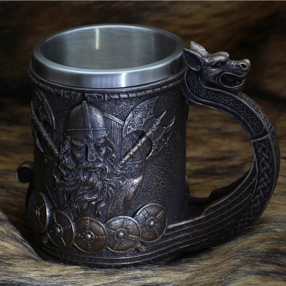 Medieval Nordic Vikings Mug with warrior figure - fjornval