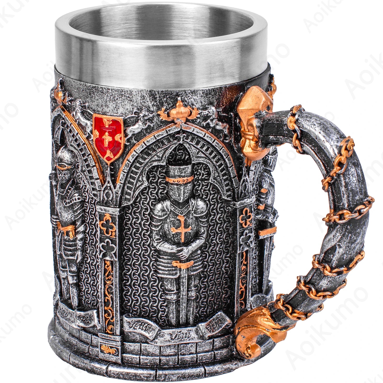 English Medieval armoured knights drink mug tankard - fjornval